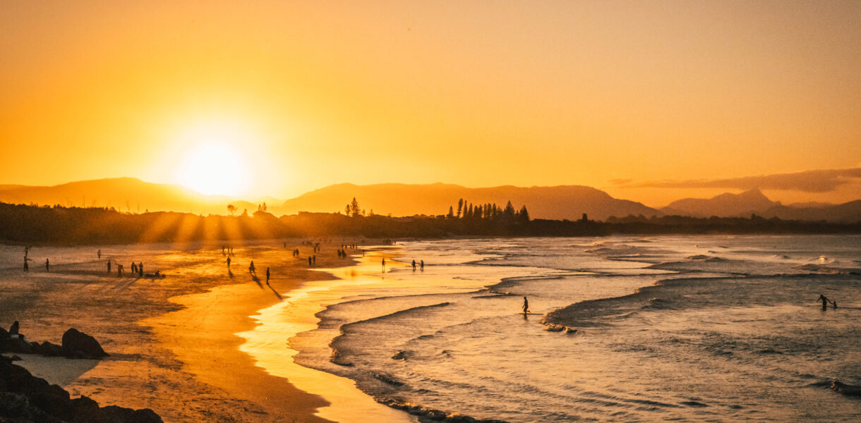 Coucher de soleil Byron Bay, côte est Australie
