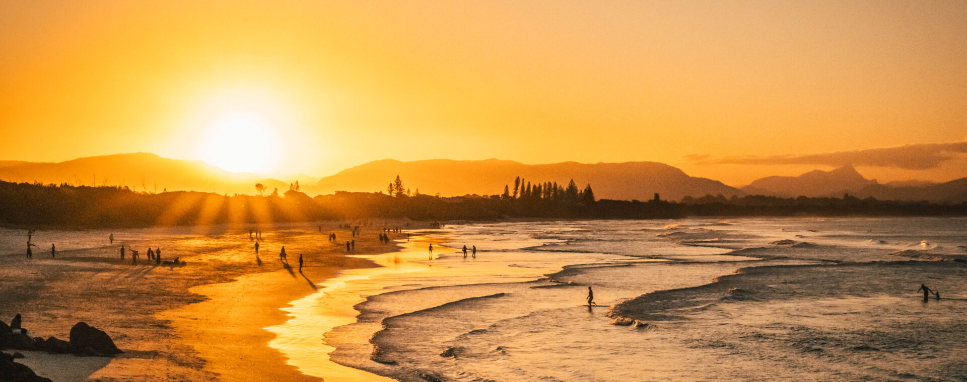 Coucher de soleil Byron Bay, côte est Australie