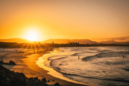 Coucher de soleil Byron Bay, côte est Australie