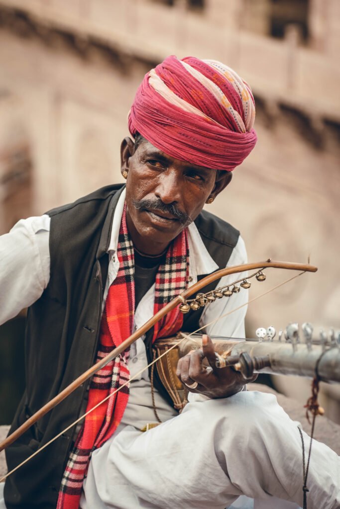 Portrait d'un musicien à Jodhpur dans le Rajasthan en Inde